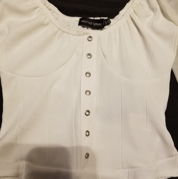 PLT White Rib Mesh Sleeve Bodysuit NWT - Picture 4 of 6
